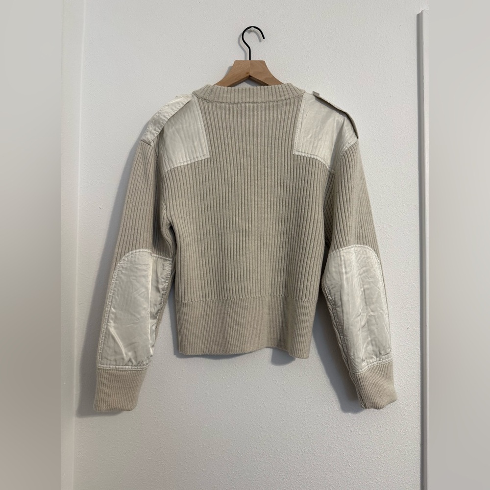 Rag & Bone Nikole Beige Cream Satin Paneled Ribbed 100% Wool Sweater - Picture 4 of 8